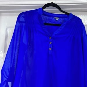 Large royal blue sheer top